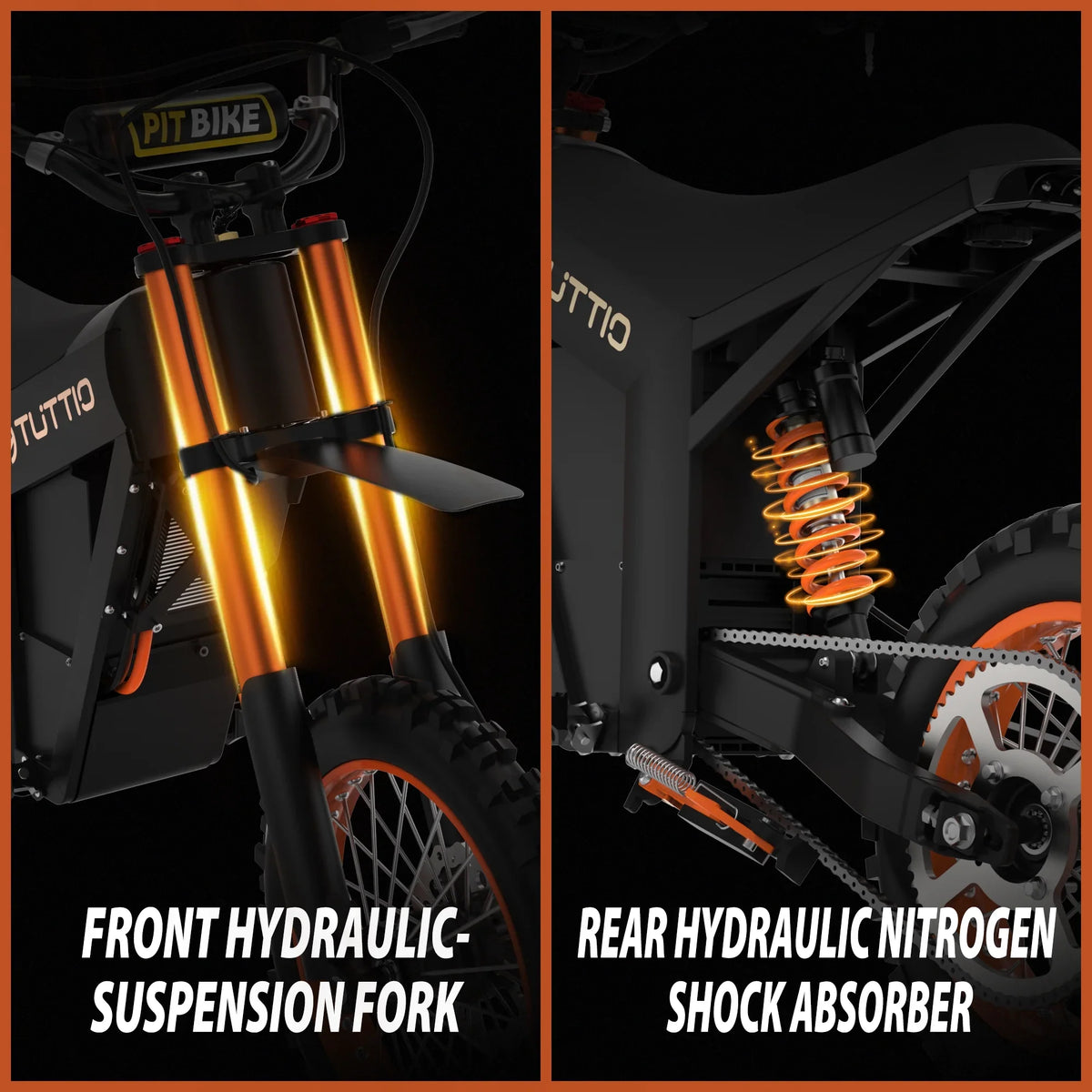 TUTTIO Soleil01 2000W Electric Dirt Bike Adult, 48V 21AH 37MPH, Electric Motorcycle 14"&12"Tire Off-Road Dirt EBikes Full suspension