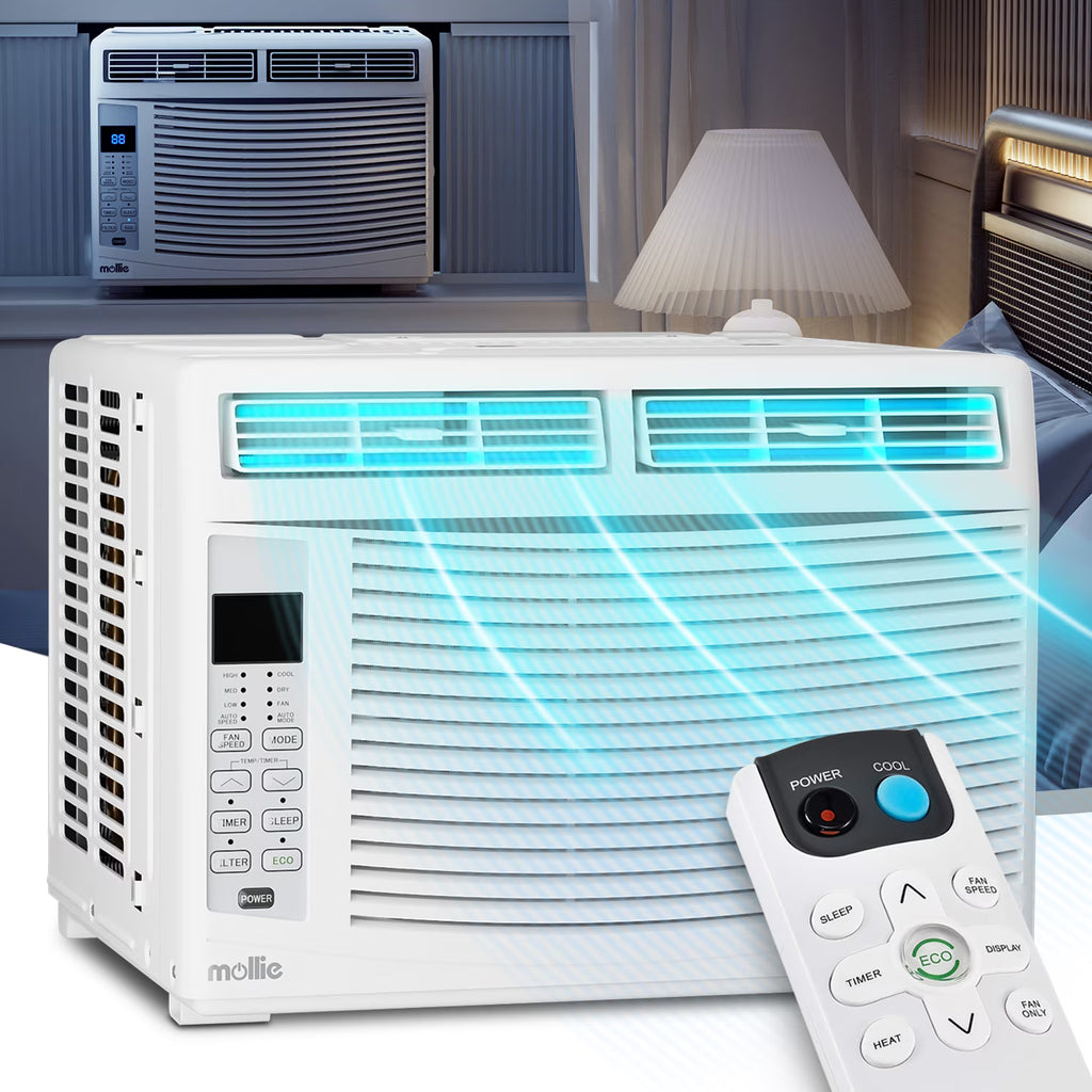 mollie 12,000 BTU 115V Window Air Conditioner, Cools Rooms up to 450 Sq.Ft., Window AC Unit with Remote Control, 24H-Timer and 3 Fan Speeds, White