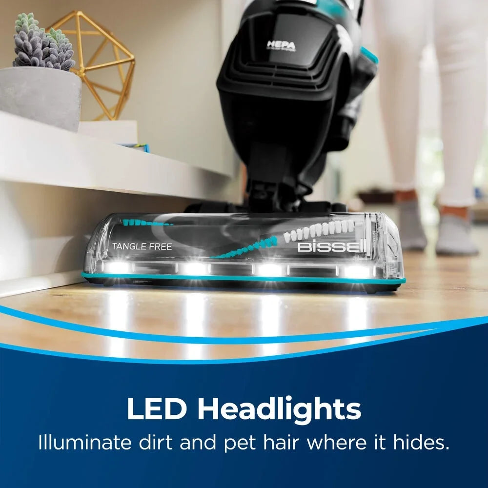 BISSELL Upright Vacuum, PowerLifter Allergen Pet Rewind, Pet Friendly, Bagless, HEPA filter, with Tangle Free Brush Roll, Swivel Steering and LED Headlights, 3404, Black