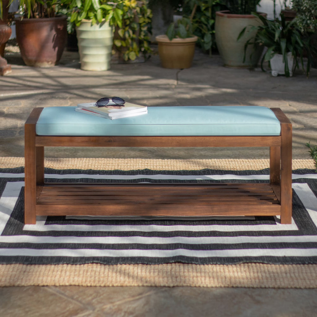 Manor Park Chevron Outdoor Storage Acacia Wood Bench - Brown