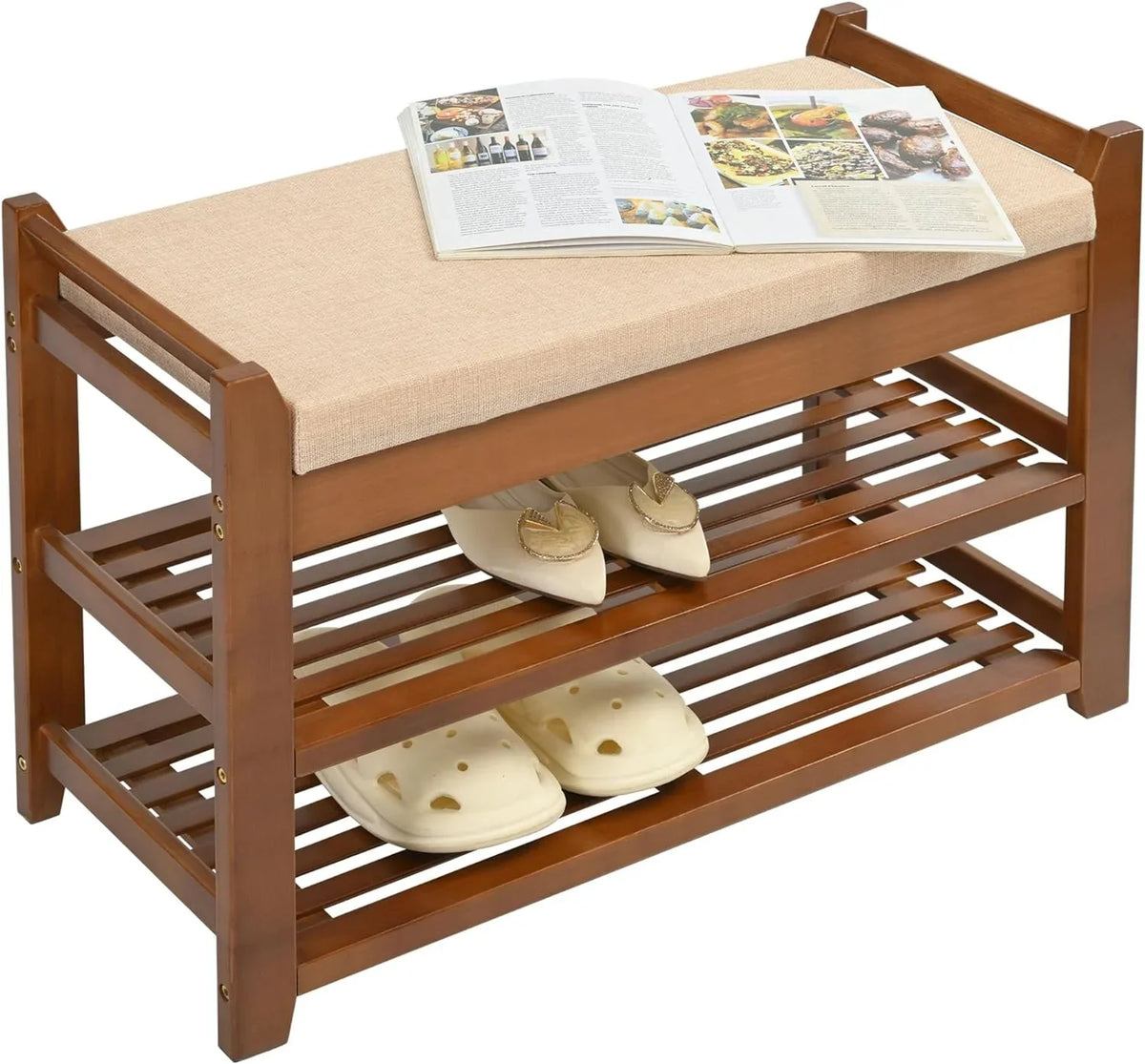 Shoe Rack for Front Door Entrance, 28" Entryway Bench with Coat Rack, Hall Tree Shoe Bench with Storage for Entry, Hallway, Bedroom, Living Room