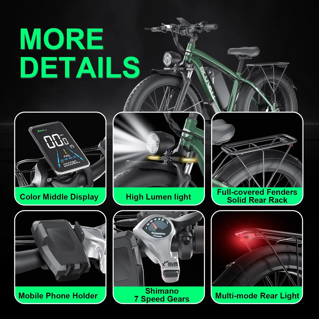 Ebike for Adults, 2000W 26" Fat Tire Electric Bike, 35MPH AWD Dual Motor Mountain Ebike, 48V 22.4AH Battery Dual Hydraulic Brakes
