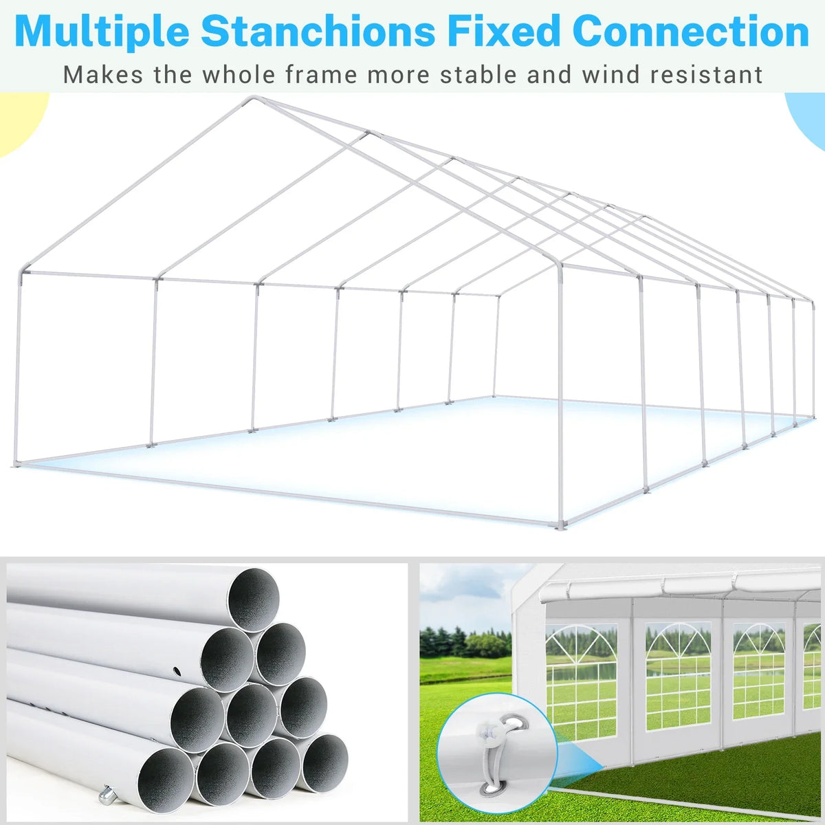 SANOPY 20x40ft Heavy Duty Party Tent, Outdoor Commercial Canopy with Removable Sidewalls, Gazebo Shelter for Wedding, Outdoor Carport Party Tent for Event, White