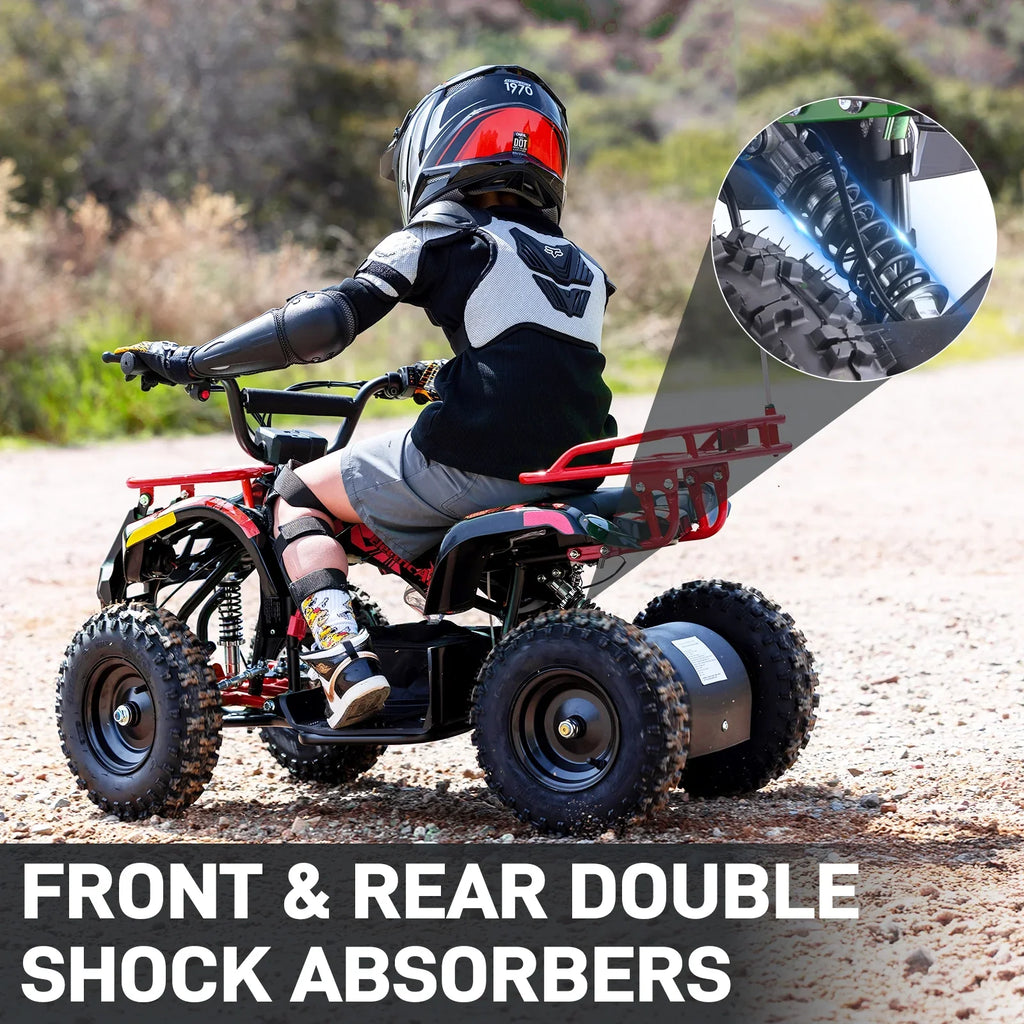 Aoemoe 500W 36V Battery-Powered Ride-On Off-Road 4-Wheeler �C 15 Mile Range, Flame