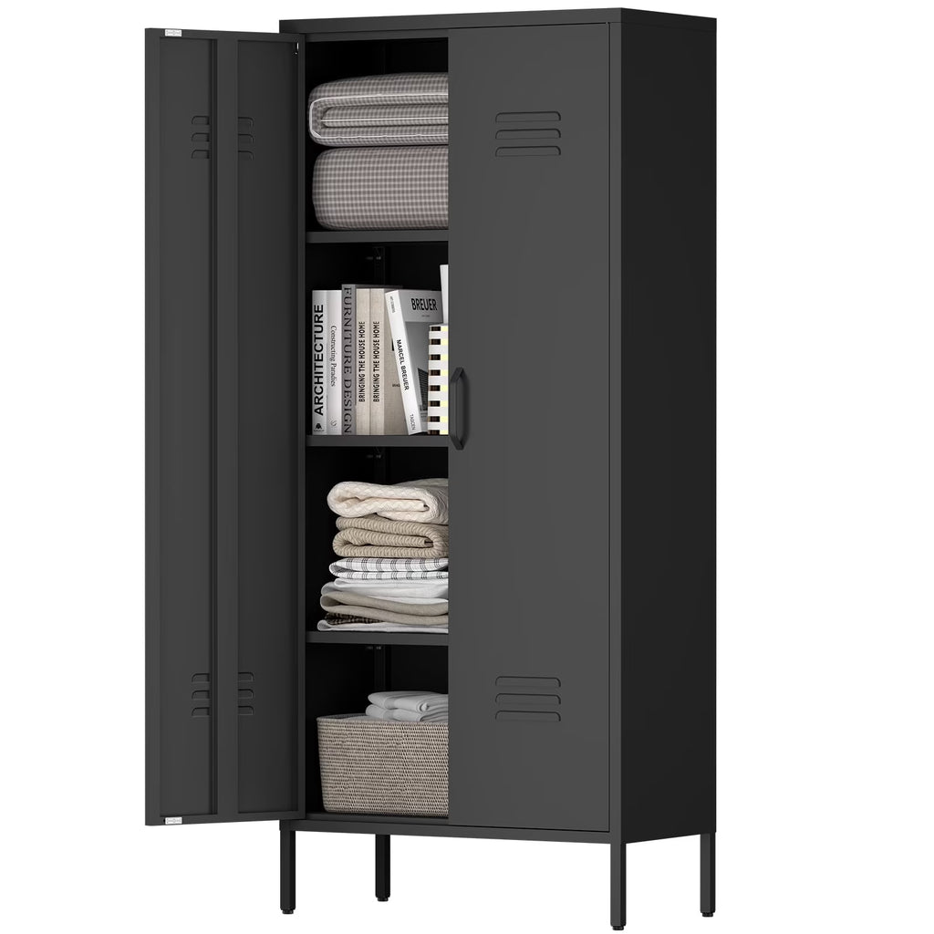 Marcree Green Metal Cabinet,2 Door Accent Cabinet,Metal Locker Cabinet with Legs,Sideboard Cabinet with Adjustable Shelves,Locker Storage Cabinet for Living Room,Entryway