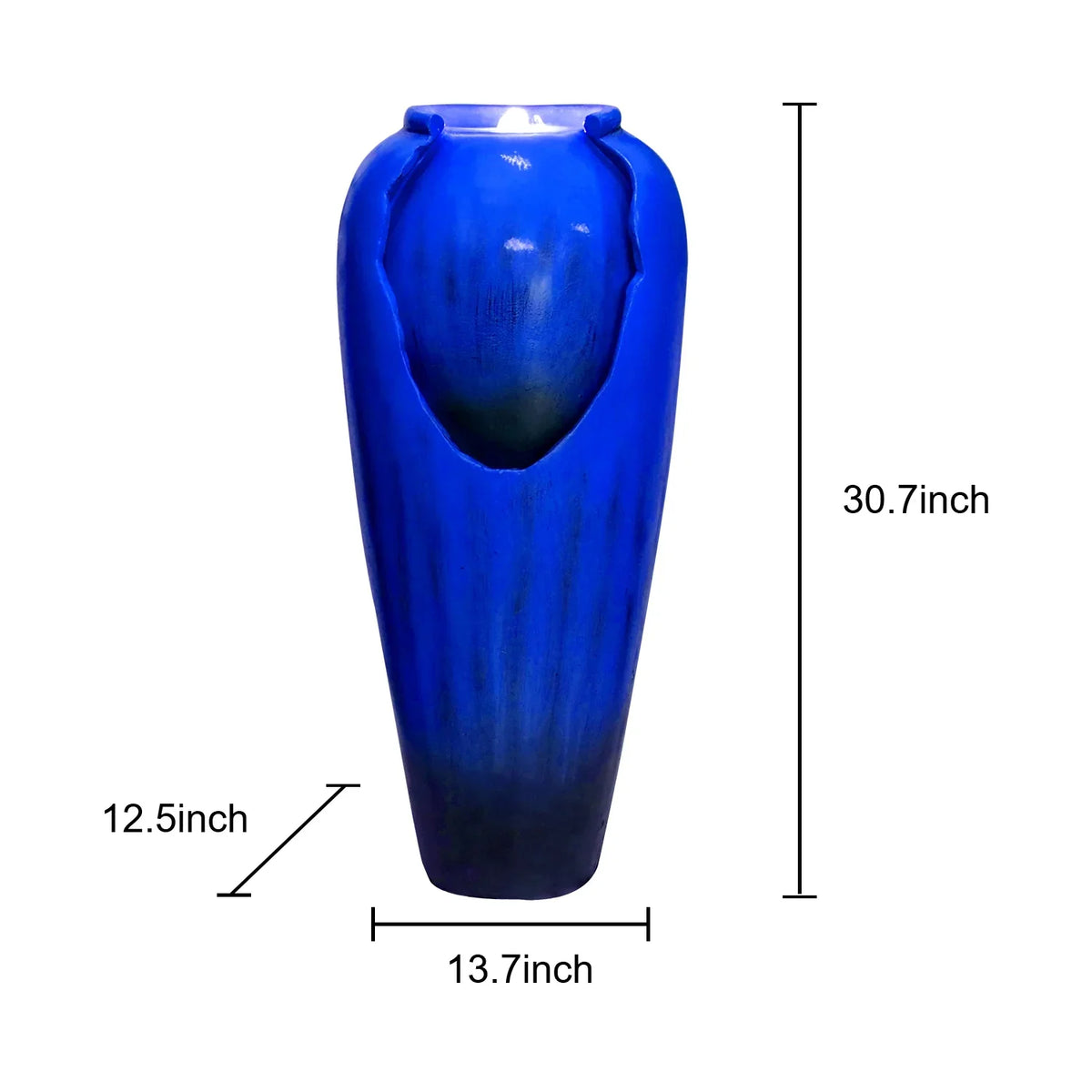 ourrco 30.7"H Concrete Vase Water Fountain, Modern Cascading Waterfall Feature with LED Lighting and Pump, Perfect for Indoor or Outdoor Home and Garden Decor, Red