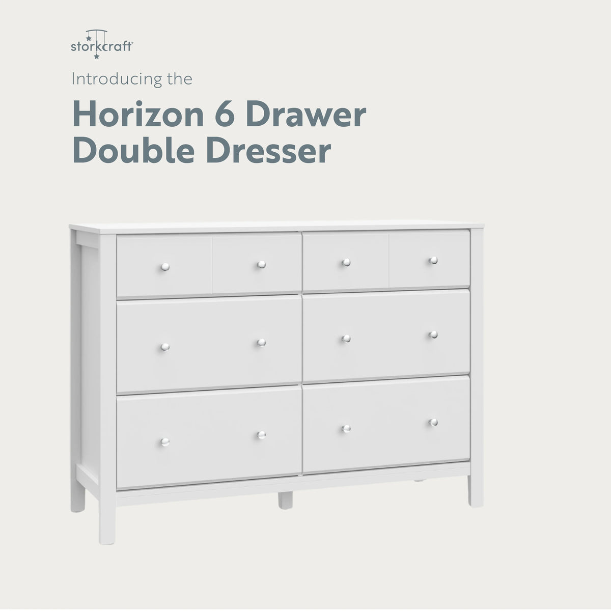 Storkcraft Horizon 6 Drawer Nursery Double Dresser, Driftwood