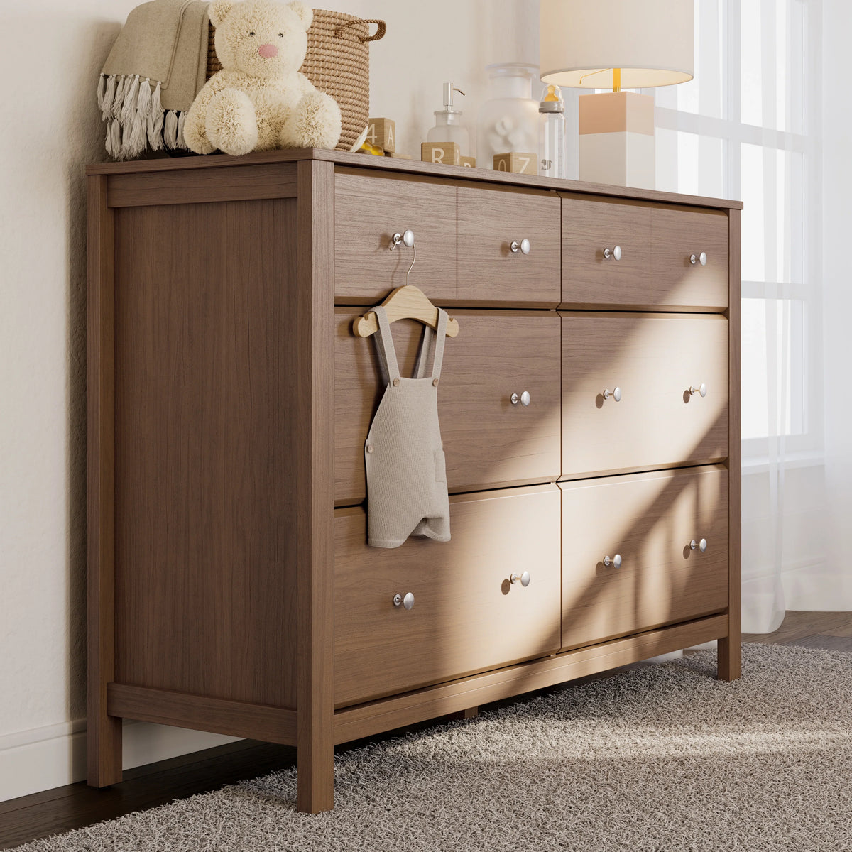 Storkcraft Horizon 6 Drawer Nursery Double Dresser, Driftwood