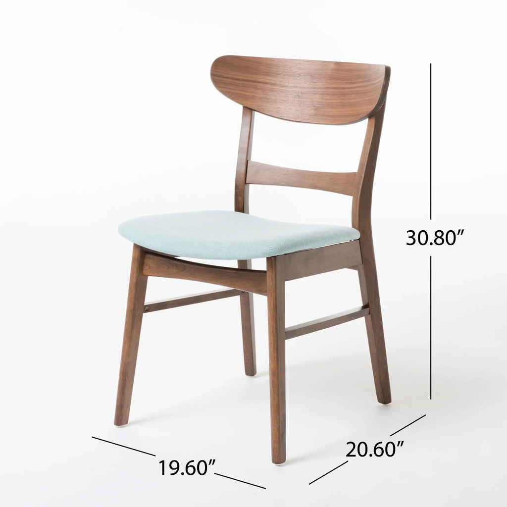 GDFSTUDIO Mid Century Modern Fabric Upholstered Rubberwood Dining Chairs, Set of 2, Dark Gray and Walnut
