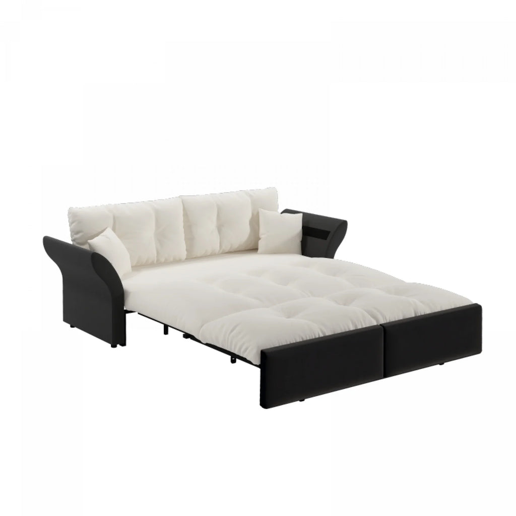 66" Queen Pull Out Sofa Bed, 3-in-1 Convertible Sleeper Sofa with Side Storage,Multi-Functional Velvet Loveseat Bed for Living Room,Bedroom