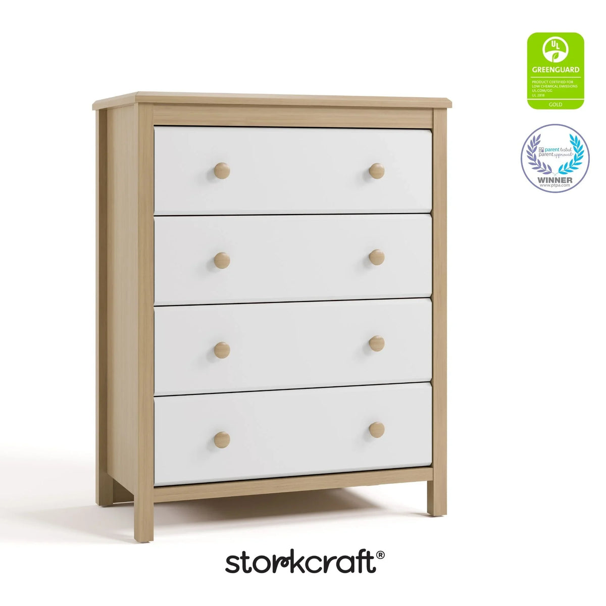 Storkcraft Alpine 4 Drawer Nursery Dresser, White