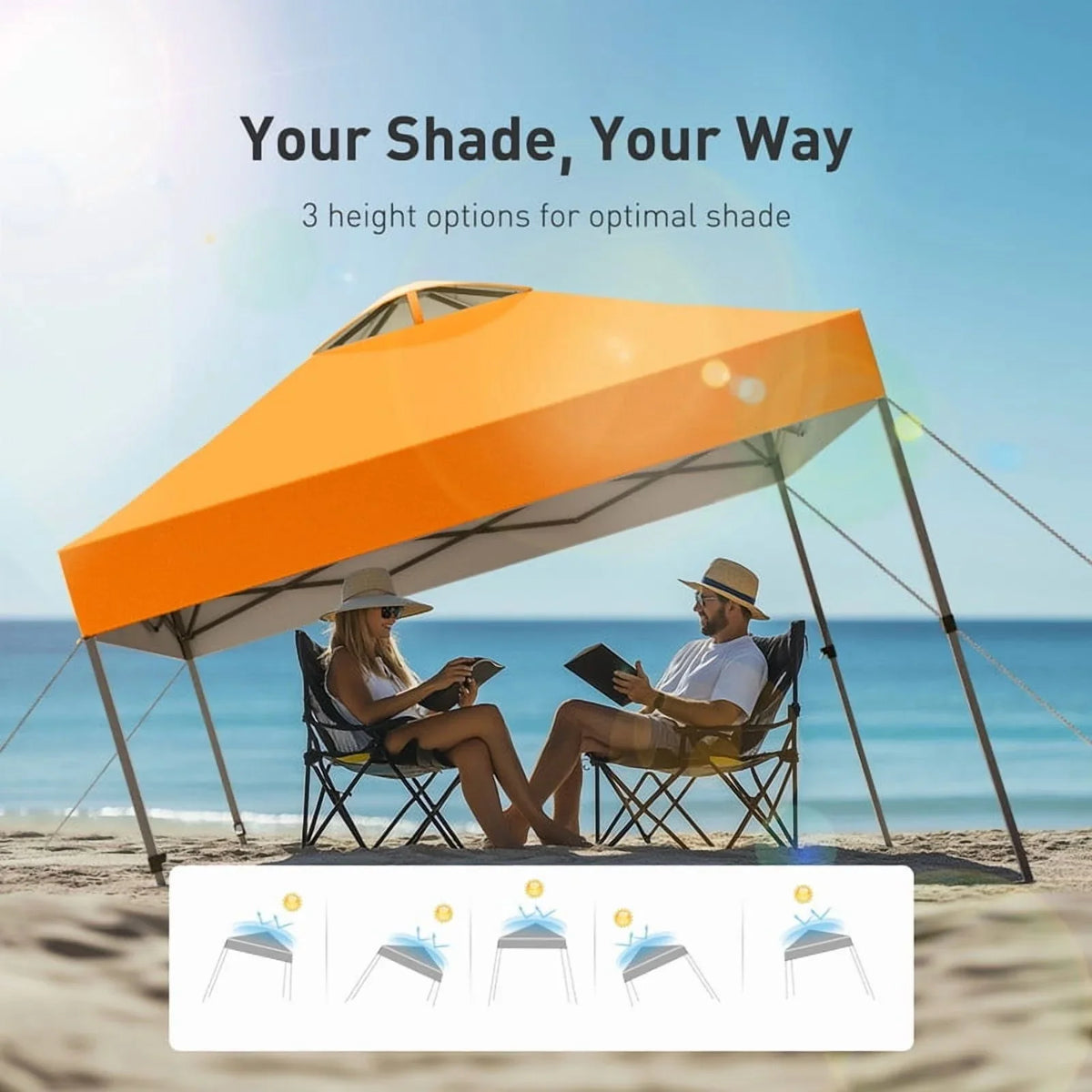 CHITOOMA 10 x 10ft Pop up Canopy Tent, Instant Outdoor Shelter Easy Portable Straight Leg Canopy Tent with Pockets Sidewall, White