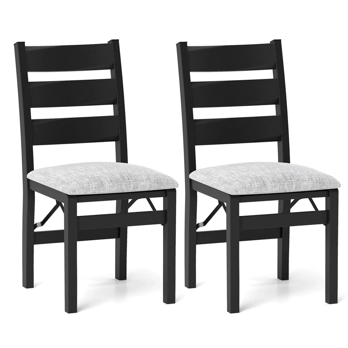 Costway Folding Chairs Set of 2 Modern Upholstered Chairs with Comfy Backrest & Padded Seat