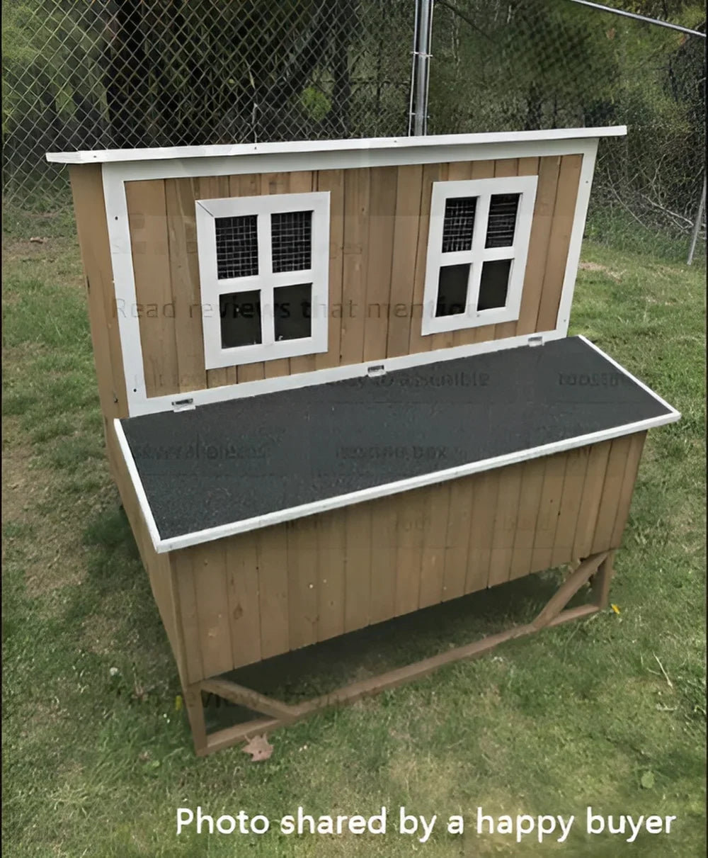 omitree Wooden Chicken Coop Hen House with 4 Nesting Boxes, Fits 4-8 Chickens