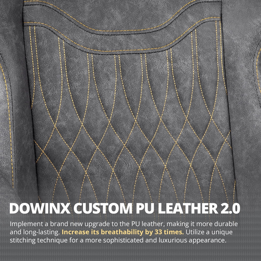 Dowinx Gaming Chair Breathable PU Leather Gamer Chair with Pocket Spring Cushion, Ergonomic Computer Chair with Massage Lumbar Support,Adjustable Swivel Task Chair with Footrest(Brown)
