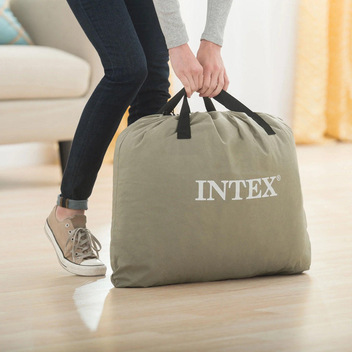 Intex Dura Beam Comfort Plus Airbed Mattress w/ Built In Pump, Twin, 2 Pack