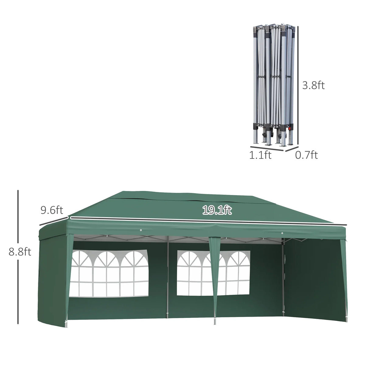 Outsunny 10' x 20' Pop Up Canopy Tent with 4 Sidewalls, Heavy Duty Tents for Parties, Outdoor Instant Gazebo with Carry Bag, for Outdoor, Garden, Patio, Blue