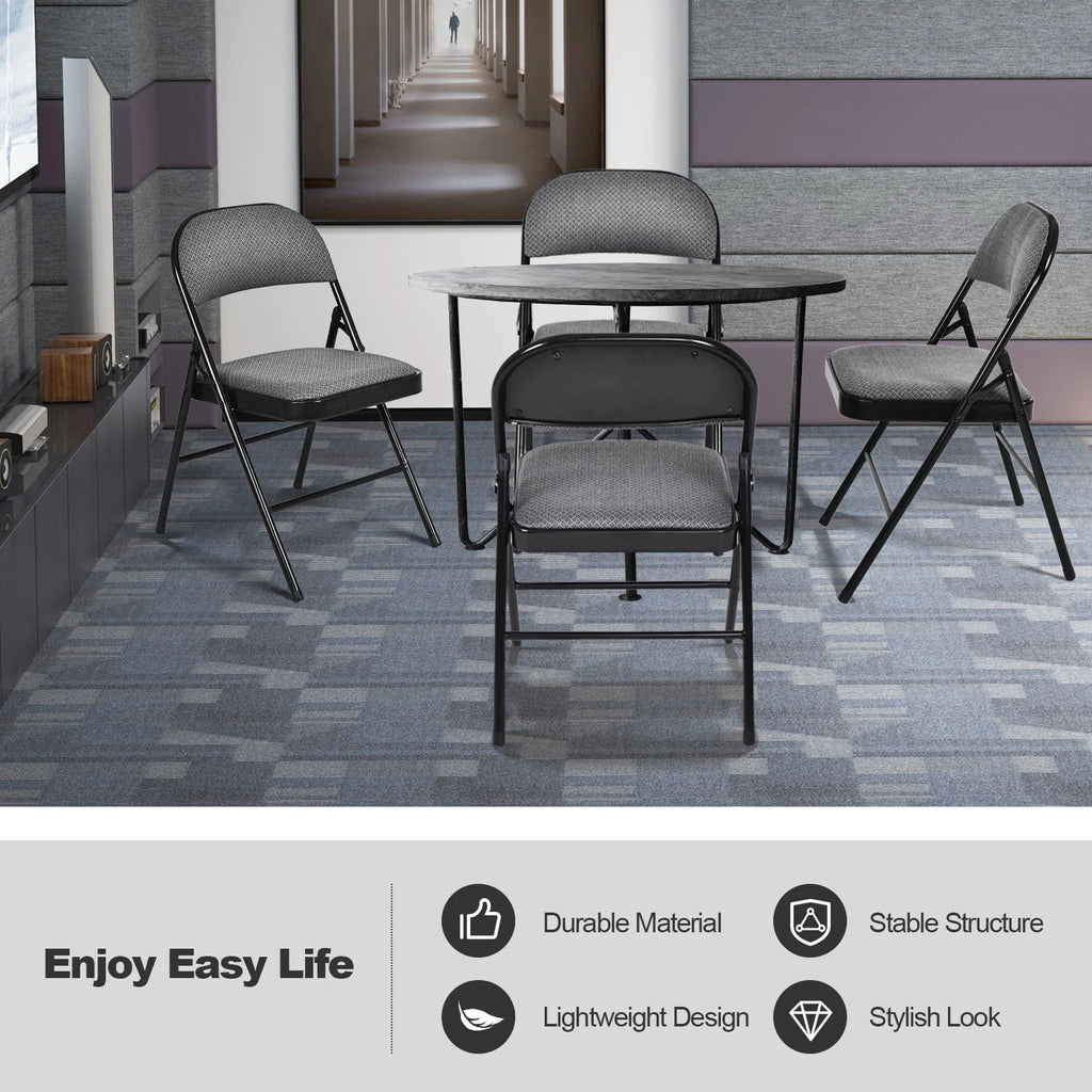 BLACK JAGUAR Fabric Padded Folding Chair Portable Dining Chairs Pack of 4