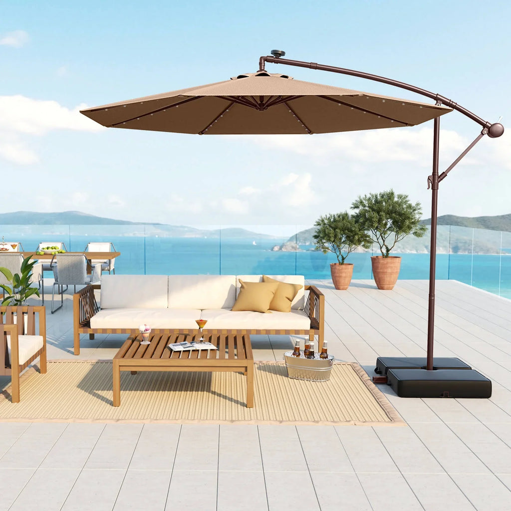 Costway 98.40" Navy Cantilever Patio Umbrella, Base-Included