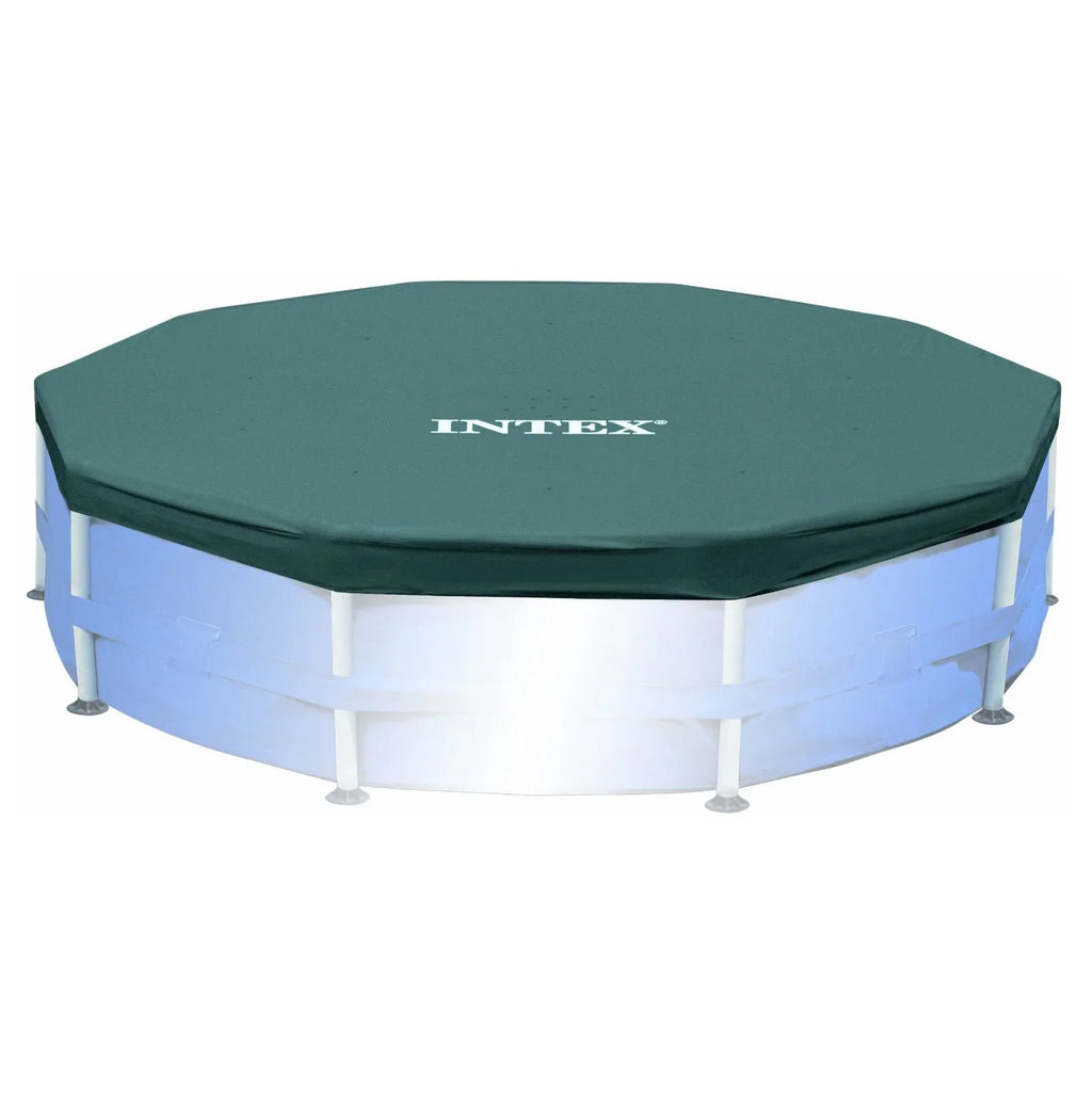Intex 10ft Round Swimming Pool Cover & Easy Set 10ft x 30in Inflatable Pool