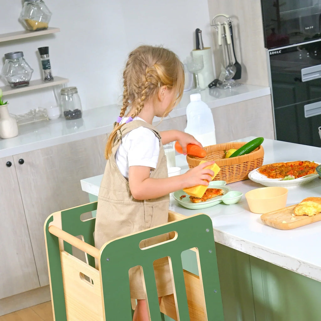 Toddler Standing Tower, Kids Kitchen Stool Helper 3 Levels Adjustable Height Wooden Toddler Step Stools for Learning New Skills
