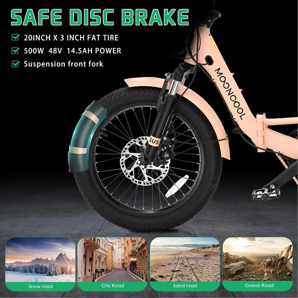 ABORON 3.0 Fat Tire Electric Trike for Senior Foldable E-Bike, 500W Motorized Tricycle Adult 20" Folding 3 Wheel Electric Commute Bike Trike w/48V Battery and Storage Baskets,