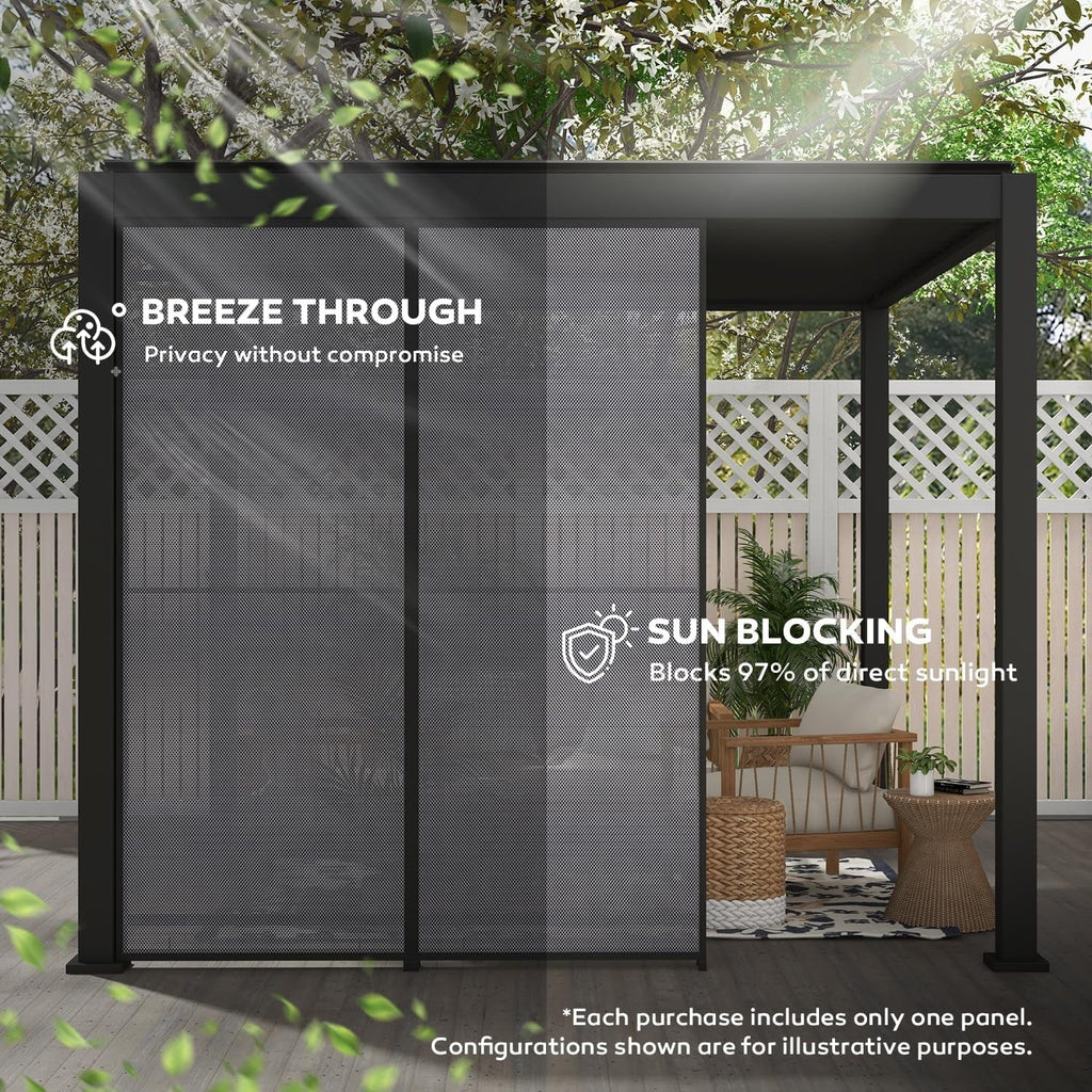 Mirador 111S Pergola Accessories, 1/3 10' Side Aluminum Deco Wall Screen, Charcoal (Not Pergola)