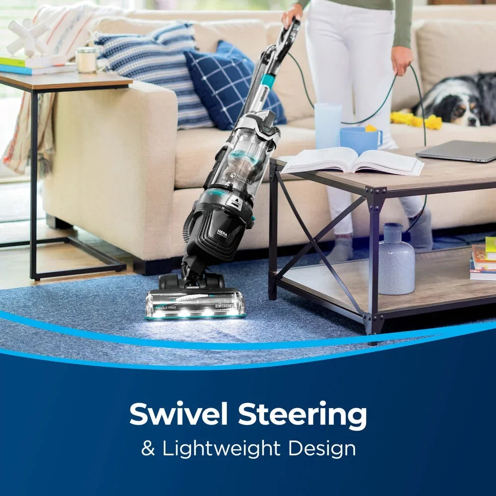 BISSELL Upright Vacuum, PowerLifter Allergen Pet Rewind, Pet Friendly, Bagless, HEPA filter, with Tangle Free Brush Roll, Swivel Steering and LED Headlights, 3404, Black