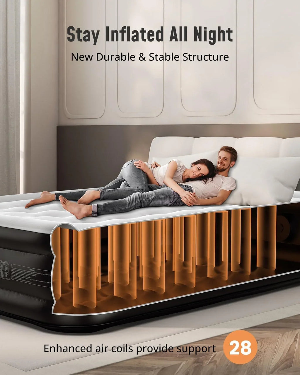 18 Inch Quick Inflation/Deflation Air Bed with Built In Pump, Full