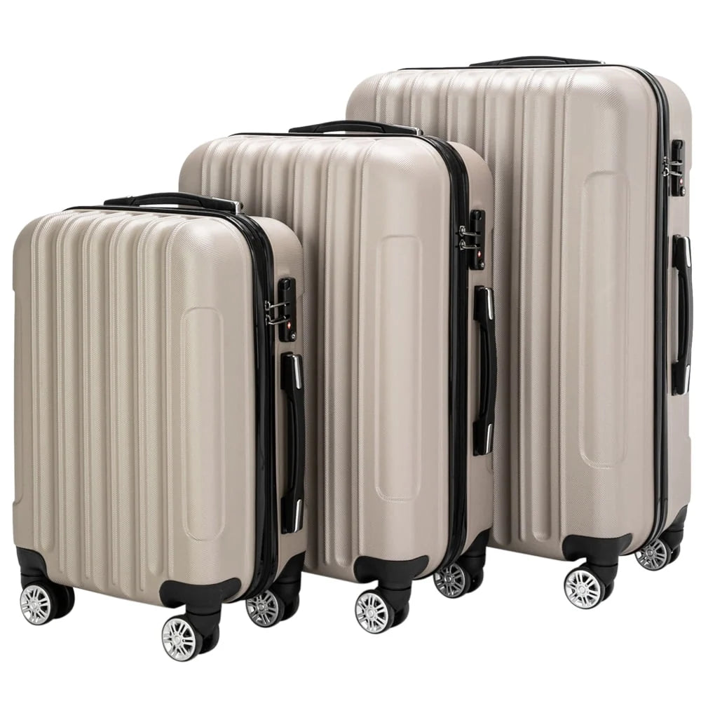 Red 3-Piece Hardshell Spinner Luggage Set (20in, 24in, 28in) - Large ABS Suitcase Set with 8 Wheels, Lightweight & Durable for Travel