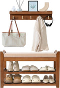 Shoe Rack for Front Door Entrance, 28" Entryway Bench with Coat Rack, Hall Tree Shoe Bench with Storage for Entry, Hallway, Bedroom, Living Room