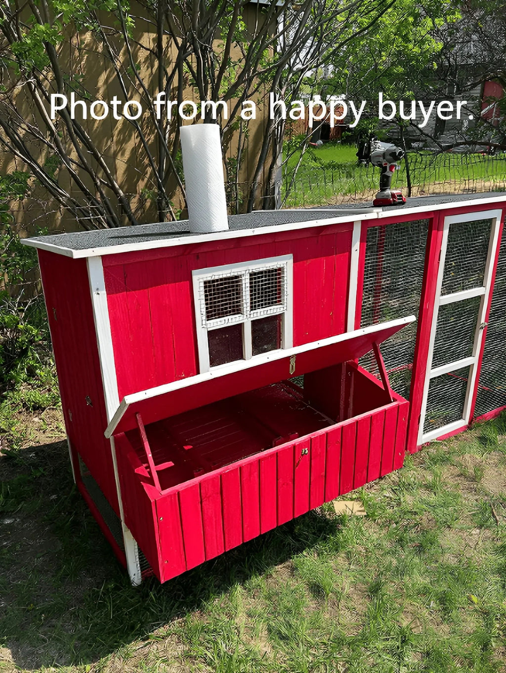 Wooden Portable Backyard Chicken Coop and Run with Chicken Coops, Red Fits 4-6 Chickens