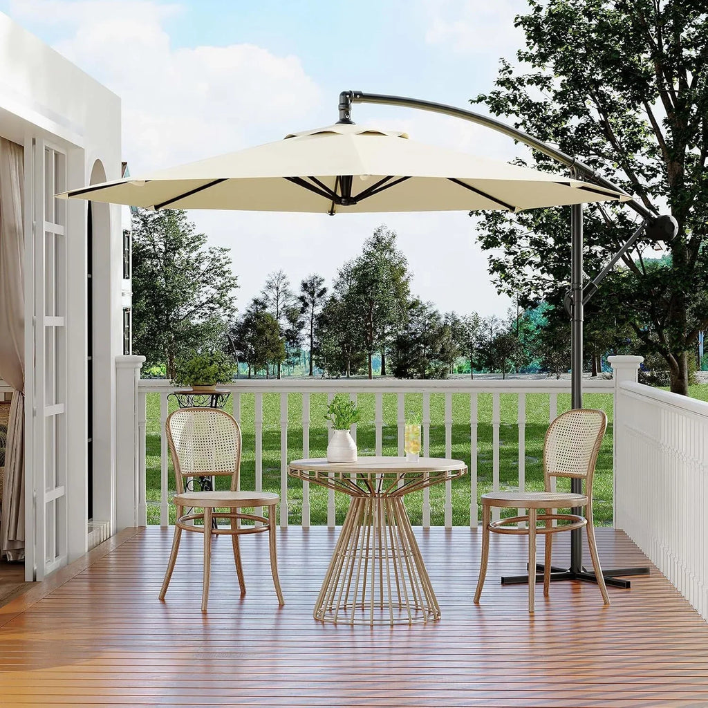 Emorefun Cantilever Umbrella, 10ft Heavy Duty Patio Umbrella with Easy Lift & Tilt Adjustment, Large Outdoor Umbrella for Deck Pool Garden Backyard, Navy Blue
