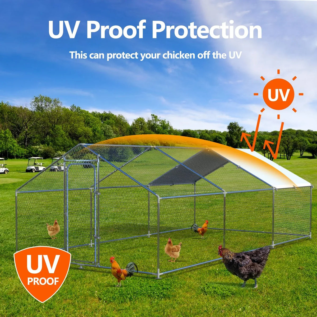 Large Metal Chicken Coop Chicken Run,Chicken Pen with Water-Resident and Anti-UV Cover,Duck Rabbit House Outdoor(10" W x 13" L x 6.5" H)