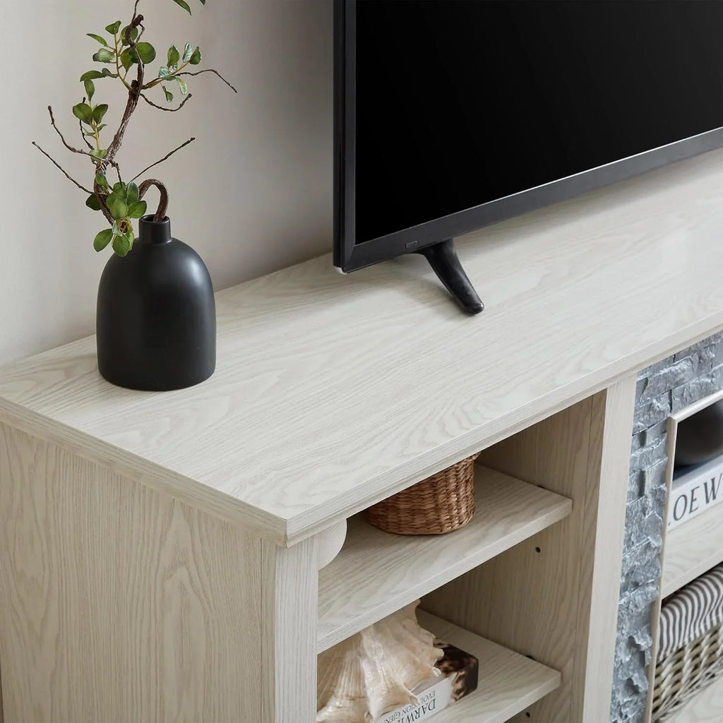 70 Inch TV Stand for TVs up to 80 Inch, Entertainment Center with Storage for Living Room, TV Console for Bedroom, Media Console for 40/50/55/60/65/70/75/80 Inch TV, White