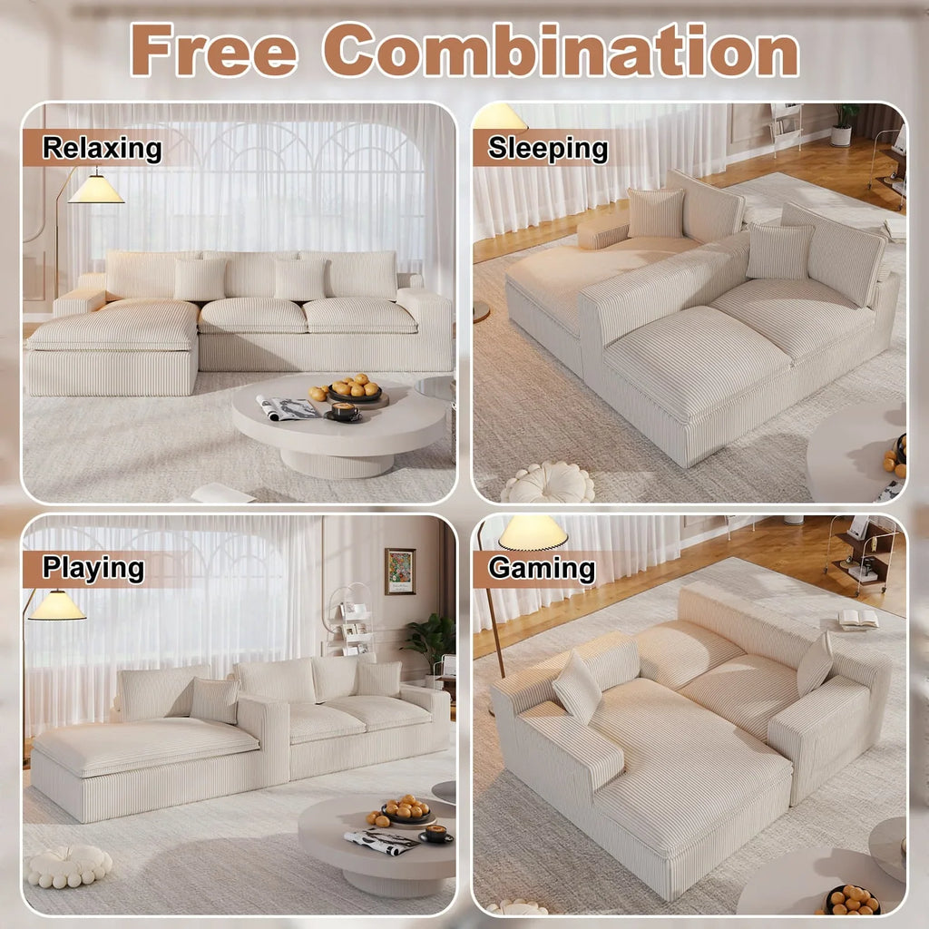 108" Modular Sectional Sofa, Cloud Sectional Couch with Deep Seat, Modern Modular L-Shape Sofa Couch with Chaise,Upholstered Couches for Living Room Bedroom