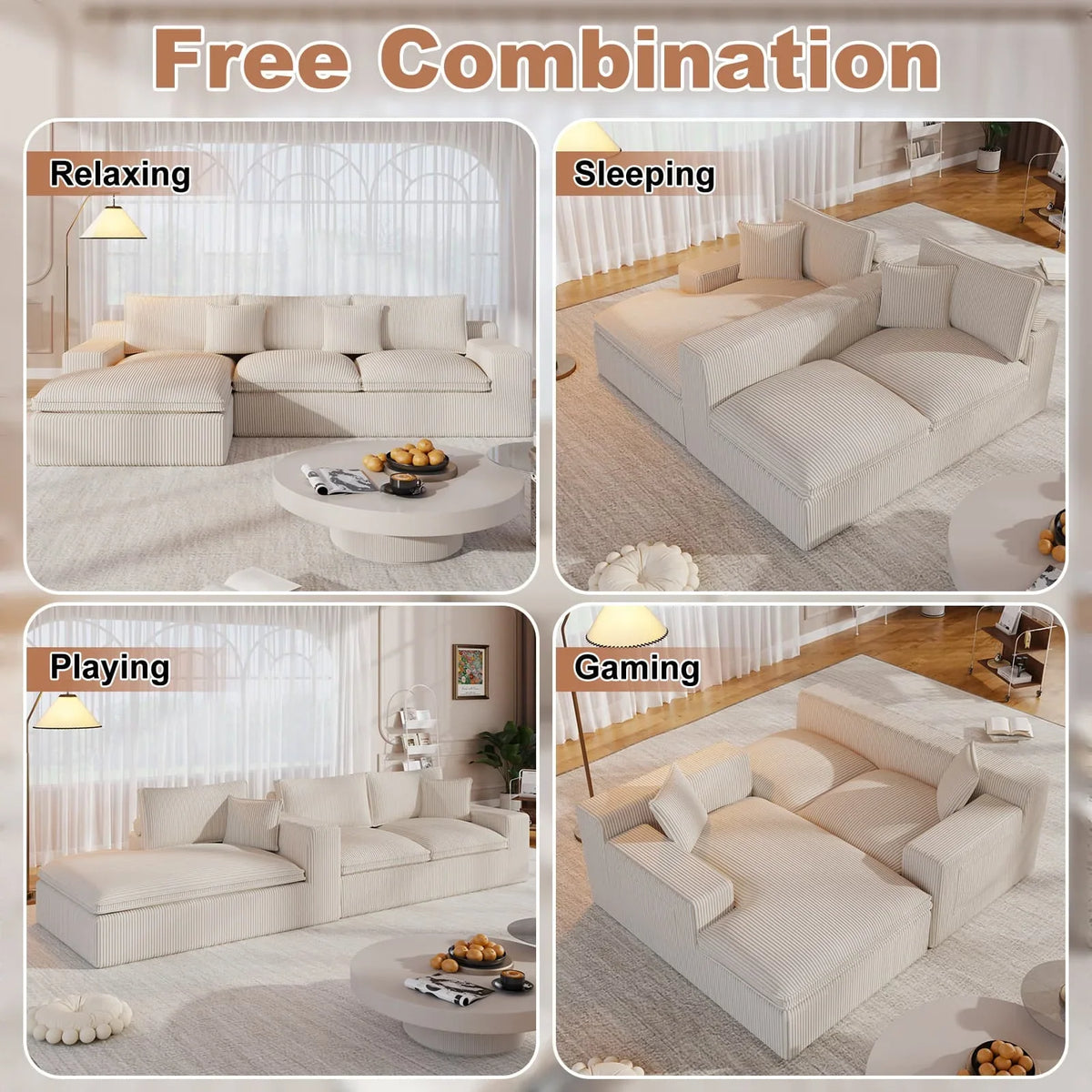 108" Modular Sectional Sofa, Cloud Sectional Couch with Deep Seat, Modern Modular L-Shape Sofa Couch with Chaise,Upholstered Couches for Living Room Bedroom