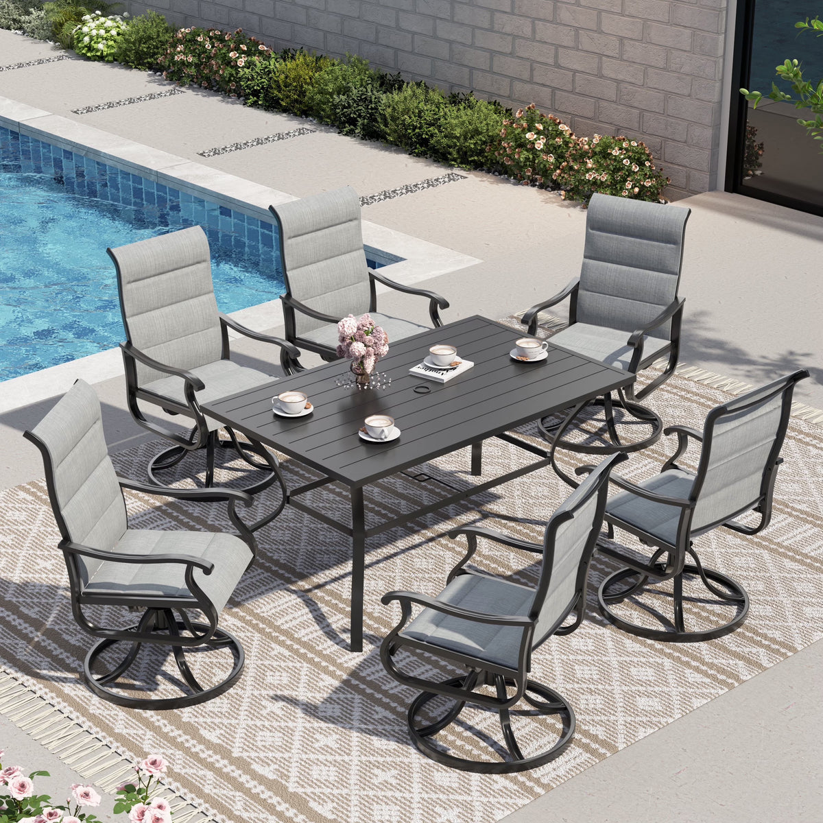 UDPATIO High Back Outdoor Dining Chairs Set of 2, All Weather Swivel Patio Chairs, Breathable Garden Outdoor Furniture for Backyard Deck