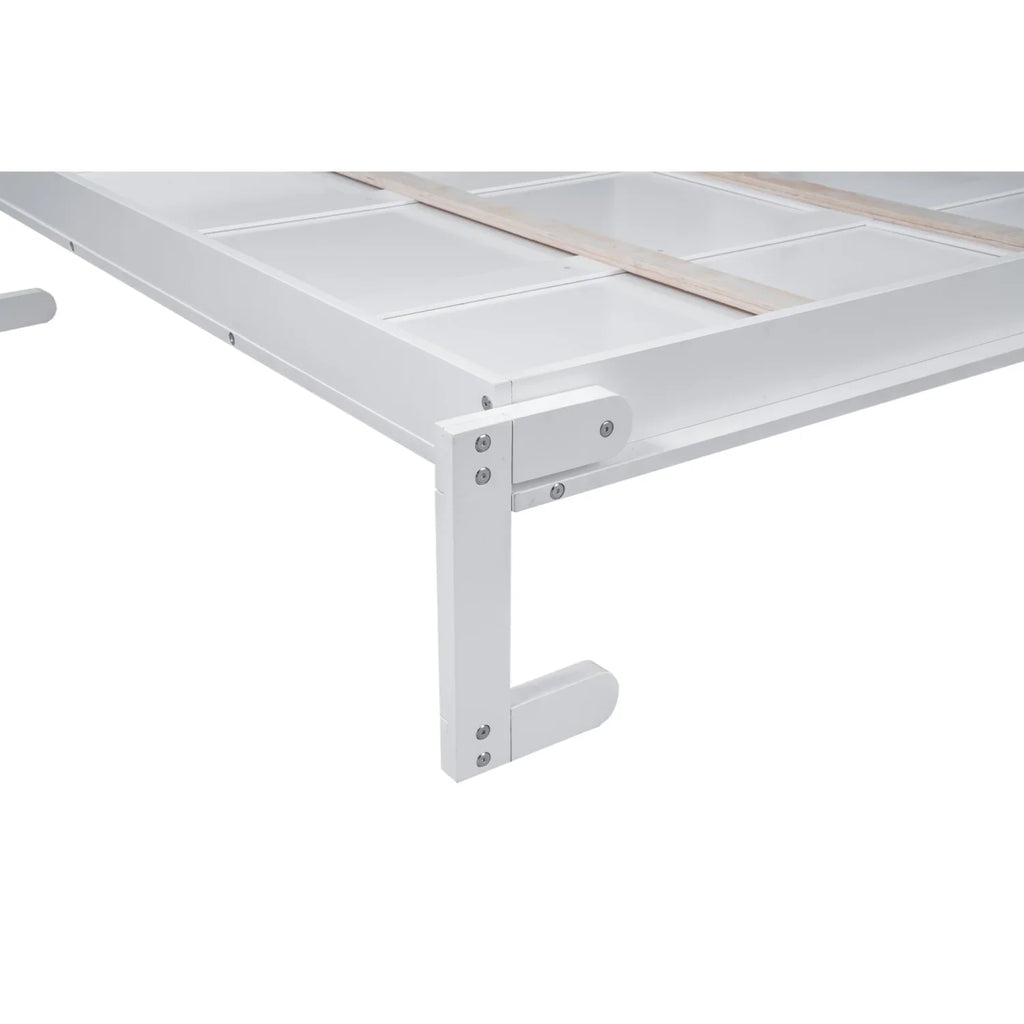 Harper & Bright Designs Full Size Murphy Bed with Shelves, Foldable Wall Bedframe w/Flexible Slats Support, Space-Saving Design, Can Be Folded Into Cabinet, White
