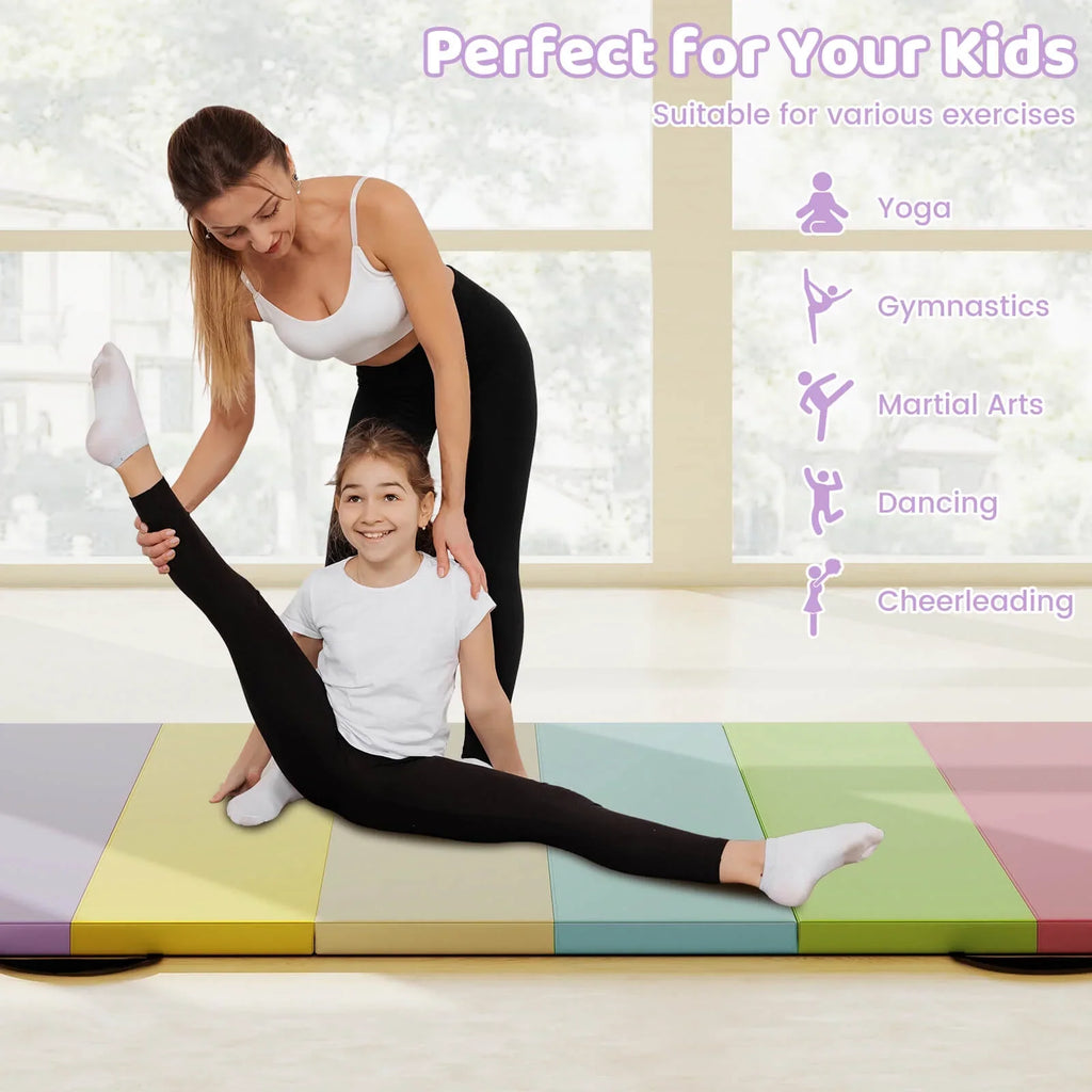 Costway Tri-Folding Gymnastics Mat 6' x 4' Tumbling Mat with Carrying Handles