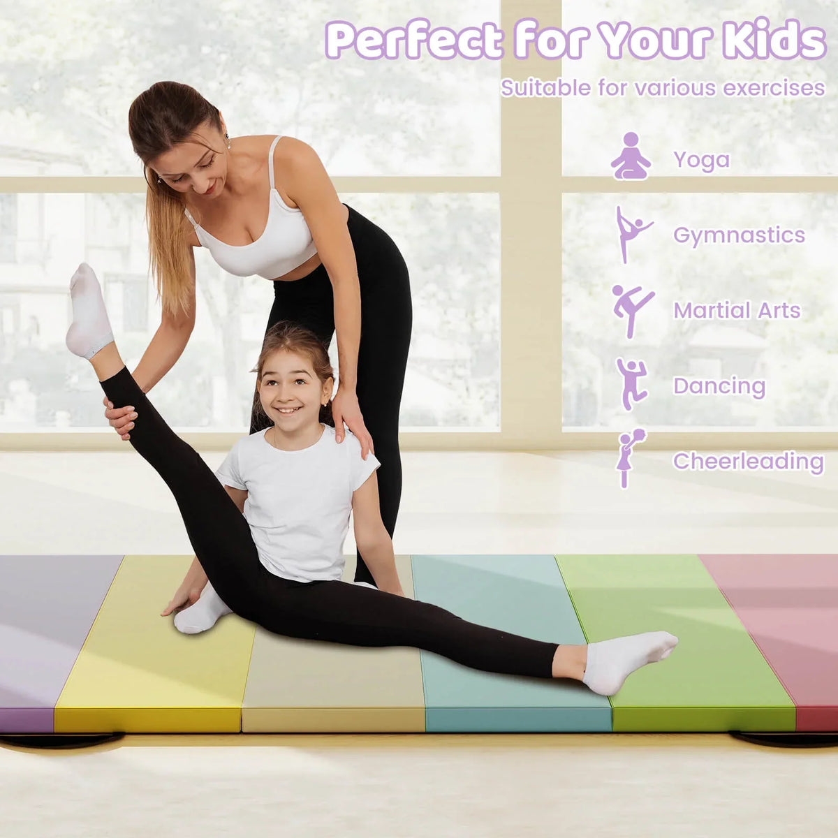 Costway Tri-Folding Gymnastics Mat 6' x 4' Tumbling Mat with Carrying Handles