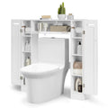 Topbuy Over The Toilet Storage Cabinet Bathroom Space Saver Organizer with Adjustable Shelves & Paper Holder