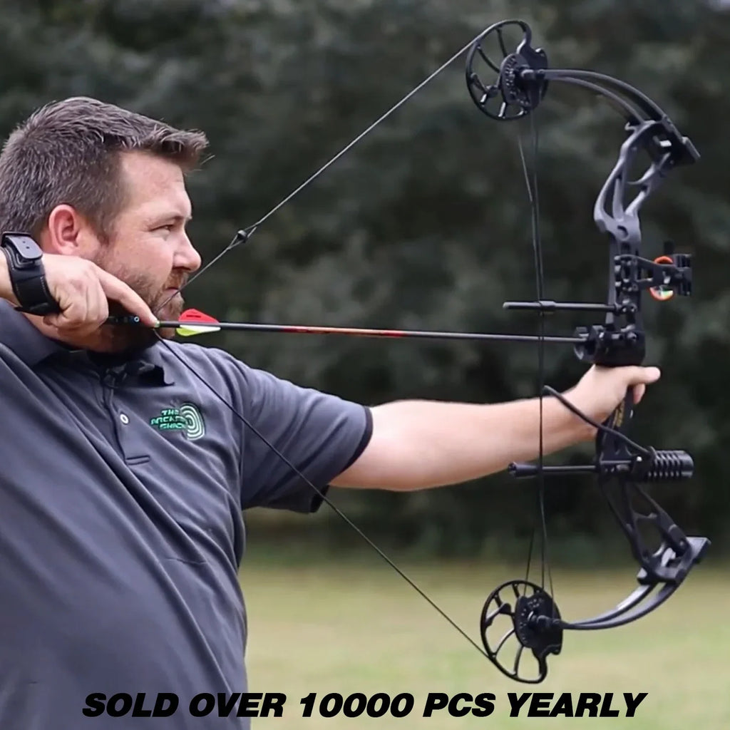 Sanlida DragonX8 RTH Compound Bow Package, Black, Adjustable 18"-31" Draw Length, 0-70lbs Draw Weight, 310 FPS