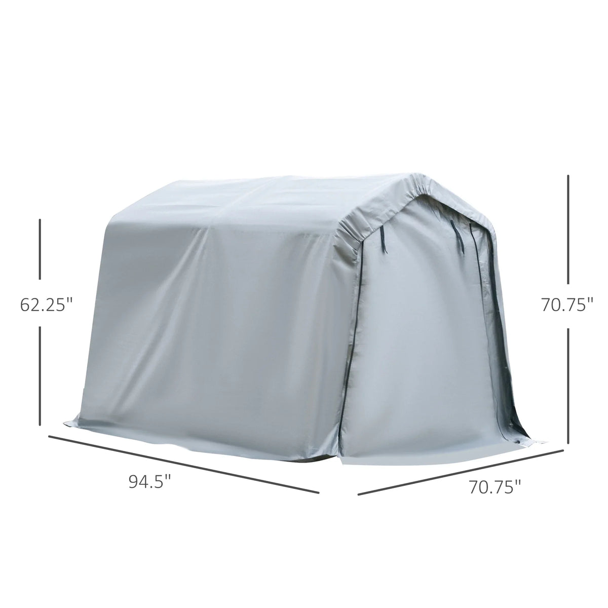 Outsunny 6'x8' Outdoor Storage Shelter with Rollup & Zipper Door, Heavy Duty Carport Shed for Motorcycle Garden Storage, Grey