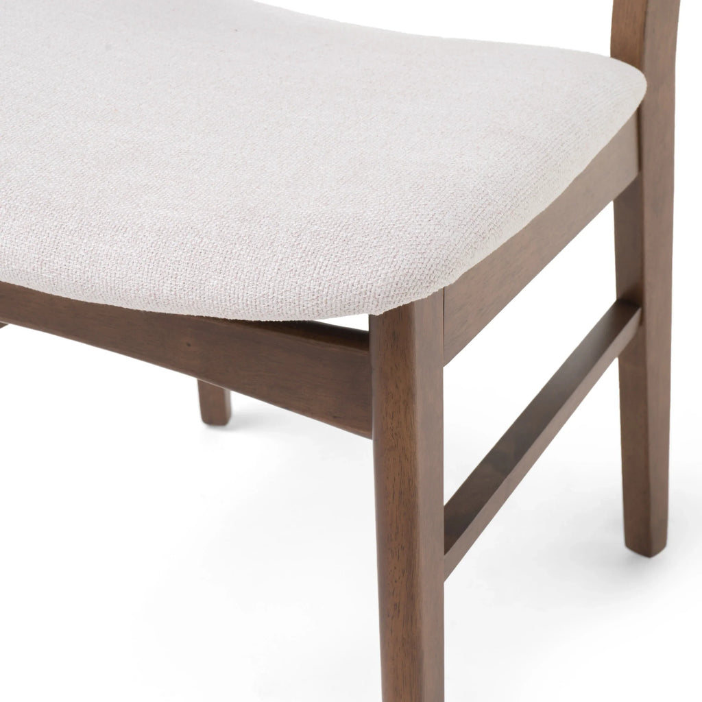 GDFSTUDIO Mid Century Modern Fabric Upholstered Rubberwood Dining Chairs, Set of 2, Dark Gray and Walnut