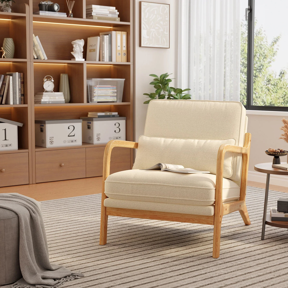 Lofka Oversized Chaise Lounge Indoor, 66"D Corduroy Upholstered Boneless Sofa Bed for Reading on Living Room & Bedroom, No Assembly Required (Beige)