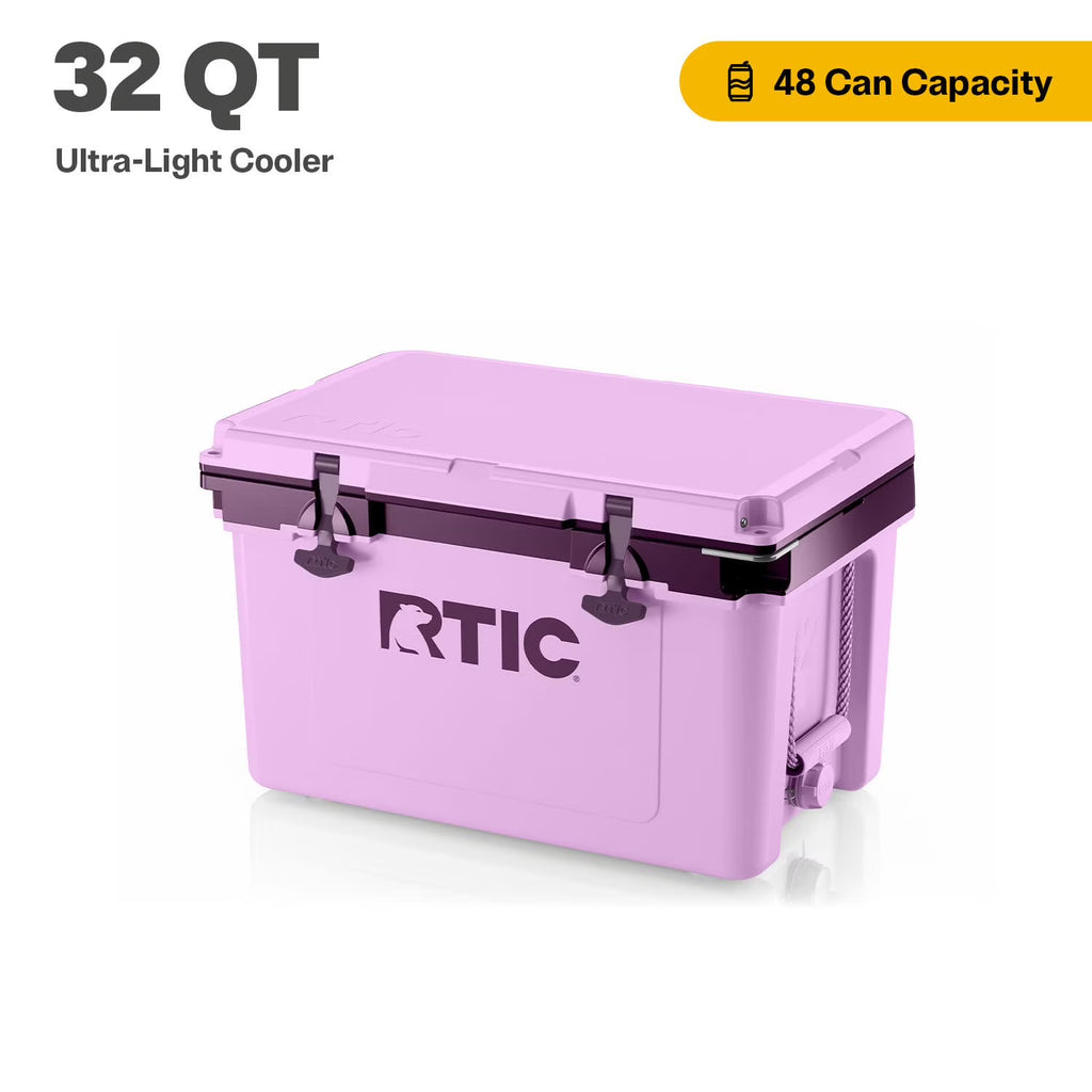 RTIC 32 QT Ultra-Light Hard-Sided Ice Chest Cooler, Fits 48 Cans, Dark Grey & Cool Grey