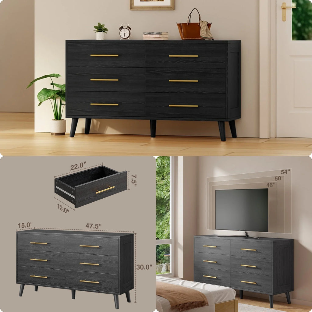 Bedroom Set - Lofka Full Bedroom Furniture Sets include Full Bed Frame, 2 Nightstands, 5-Drawer Dresser and 6-Drawer Dresser, Modern Home Furniture