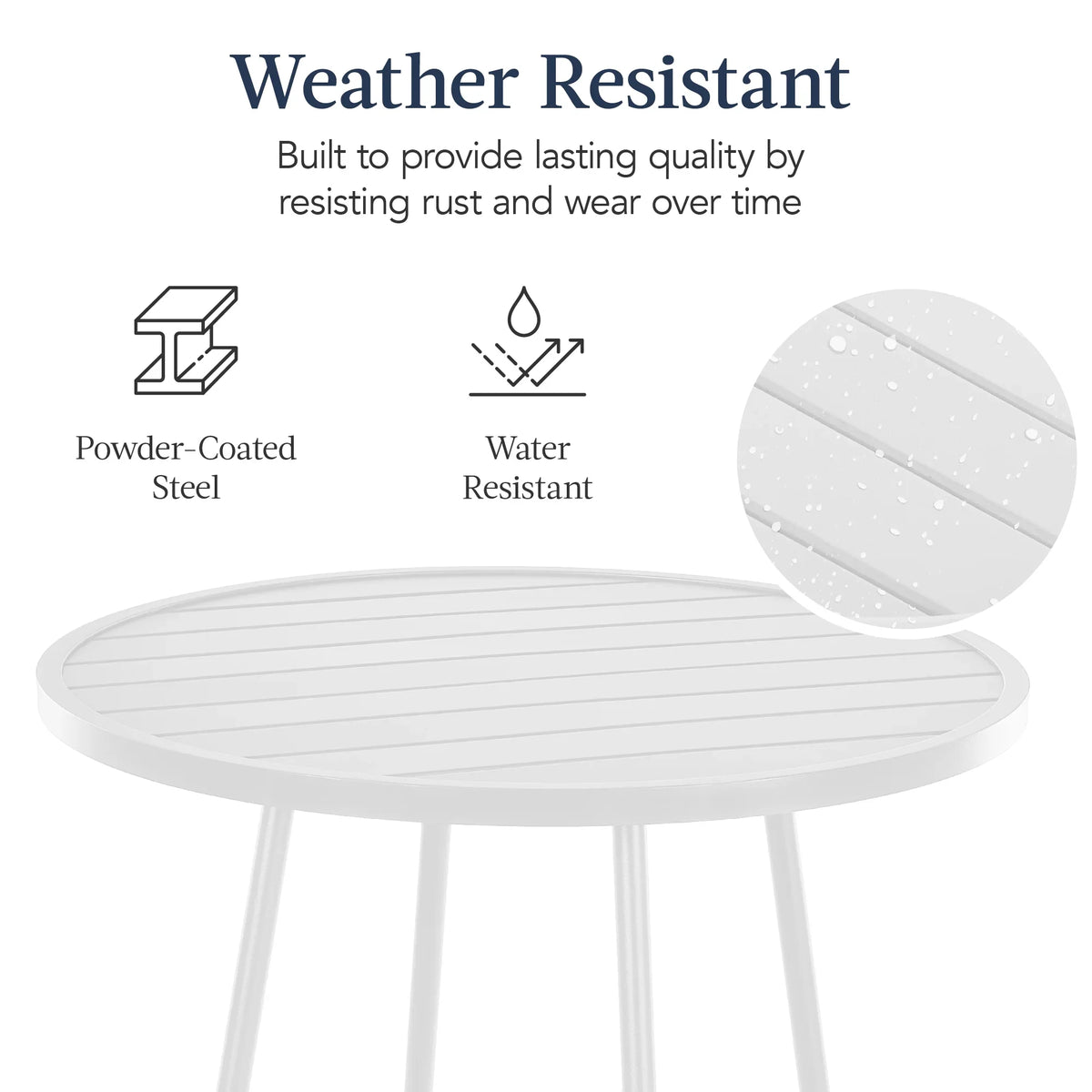 Best Choice Products 3-Piece Steel Patio Bar Height Round Bistro Set w/ Backless Stools, Slatted Design - Black