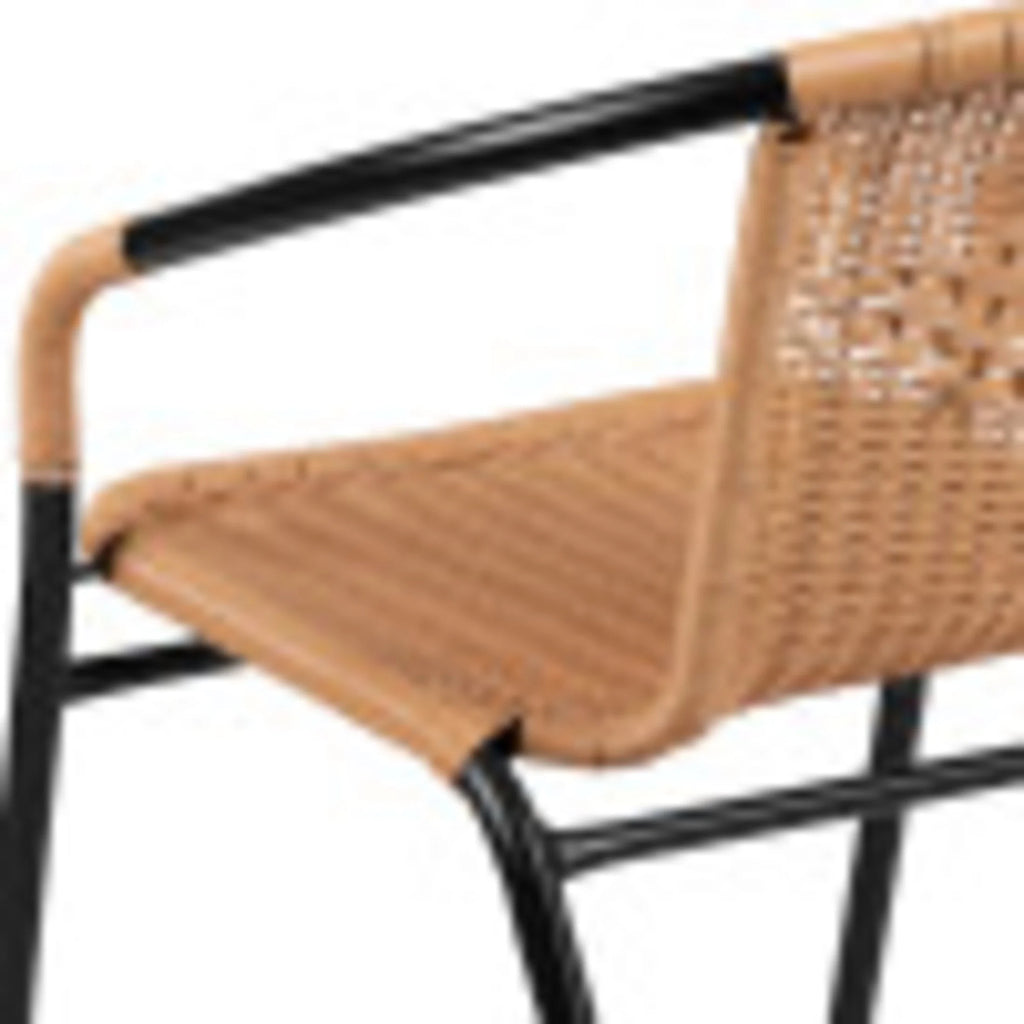 Flash Furniture Lila Indoor/Outdoor Stacking Rattan Patio Chairs, Set of 2, Beige